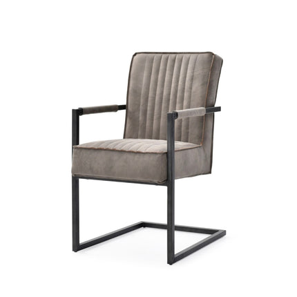 Armlehnstuhl -David – 2er-Set, Microfaser mit bequemer Federkernpolsterung-Grau