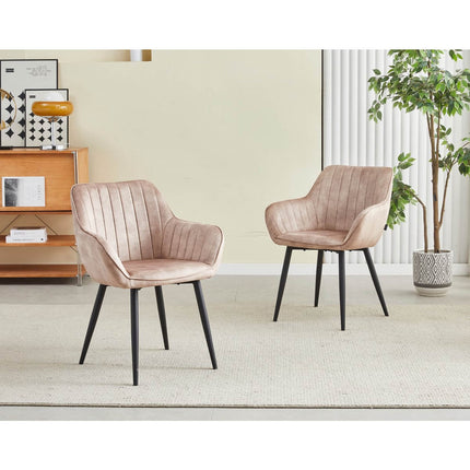 2 Stück Luna Esszimmerstuhl – Champagner – Adore Samt