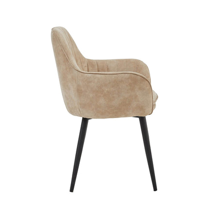 2 Stück Lavinia Esszimmerstuhl - Beige Mikrofaser