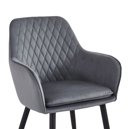 2 Stück Laura Esszimmerstuhl - Grauer Samt