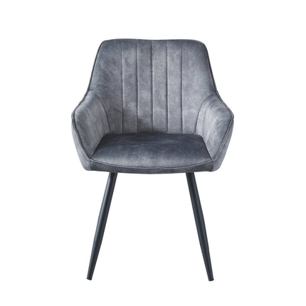 2 Stück Ozzy Esszimmerstuhl – Grauer Adore Samt