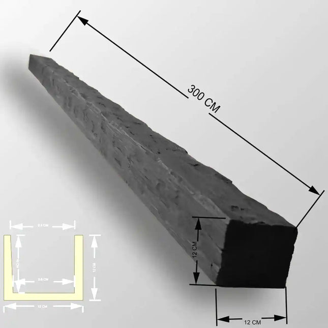 Dekorativer Balken Holz Schwarz 300x12x12