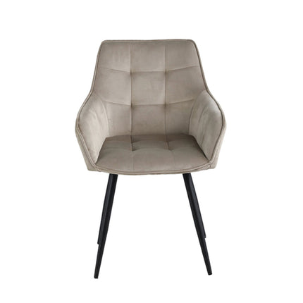 2 Orlando Esszimmerstuhl Beige– Moderner Polsterstuhl aus Samt - Metallbeinen- Elegant