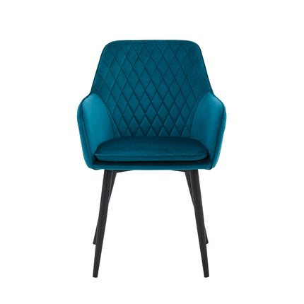 2 Stück Esszimmerstuhl - Laura - Petrol - Samt