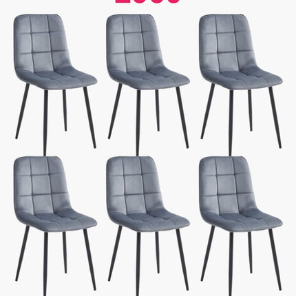 2 Esszimmerstuhl - Ela - Grau - Samt