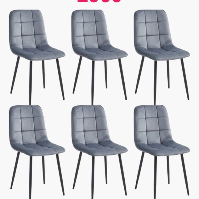 2 Esszimmerstuhl - Ela - Grau - Samt