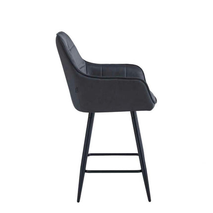 2 Stück New York Barhocker – Anthrazit - Mikrofaser