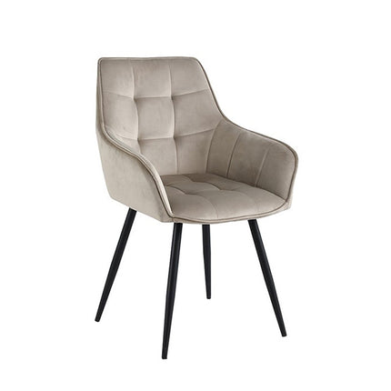 2 Orlando Esszimmerstuhl Beige– Moderner Polsterstuhl aus Samt - Metallbeinen- Elegant