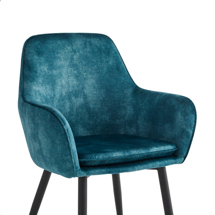 2 Stück Esszimmerstuhl - Levan - Petrol - Adoré Velvet