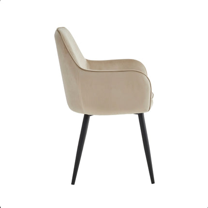 2 Stück Esszimmerstuhl - Levan - Beige - Velvet