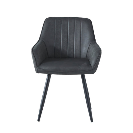 2 Stück Ozzy Esszimmerstuhl - Anthrazitfarbene Mikrofaser