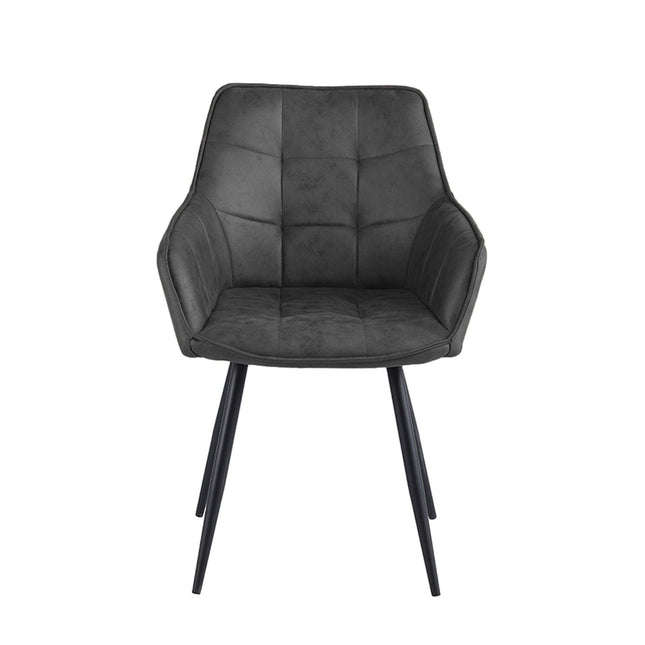 2 Stück Orlando Esszimmerstuhl Anthrazit– Moderner Polsterstuhl aus Mikrofaser - Metallbeinen- Elegant