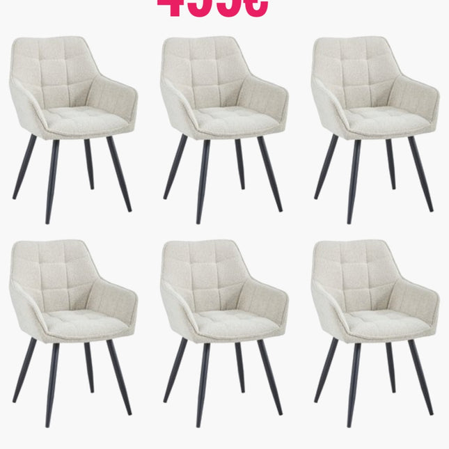 2 Stück Orlando Esszimmerstuhl – Weiß – Bouclé