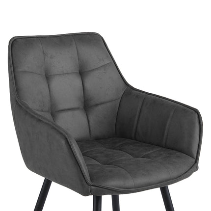 2 Stück Orlando Esszimmerstuhl Anthrazit– Moderner Polsterstuhl aus Mikrofaser - Metallbeinen- Elegant