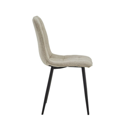 2 Esszimmerstuhl - Ela - Beige - Bouclé