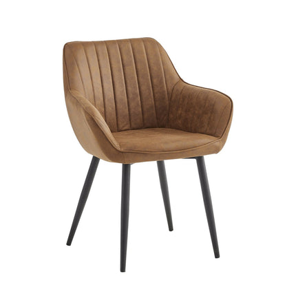 2 Stück Luna Esszimmerstuhl - Cognacfarbene Mikrofaser