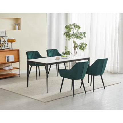 2 Stück Luna Esszimmerstuhl – Grün – Samt