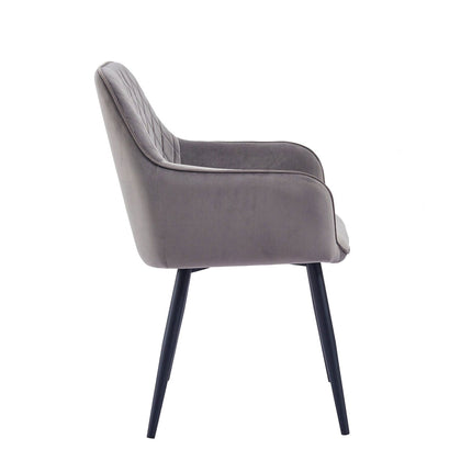 2 Stück Esszimmerstuhl - Beverly - Grau - Samt