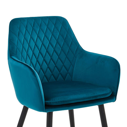 2 Stück Esszimmerstuhl - Laura - Petrol - Samt