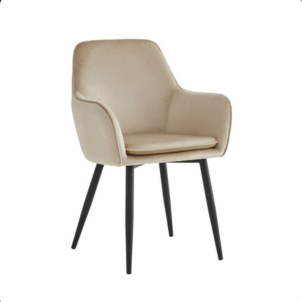 2 Stück Esszimmerstuhl - Levan - Beige - Velvet
