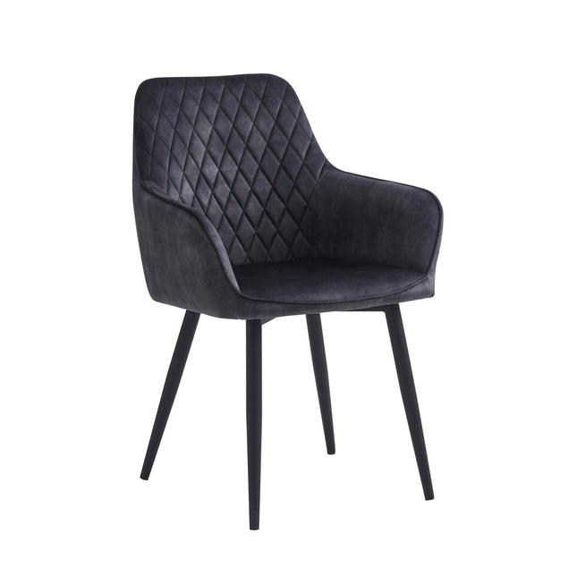 2 Stück Beverly Esszimmerstuhl - Grauer Adore-Samt