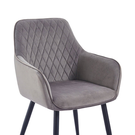 2 Stück Esszimmerstuhl - Beverly - Grau - Samt