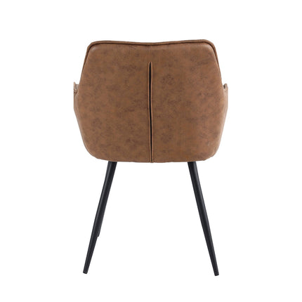 2 Stück Orlando Esszimmerstuhl Cognac– Moderner Polsterstuhl aus Mikrofaser - Metallbeinen- Elegant