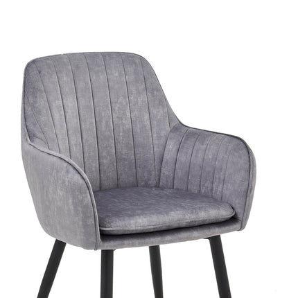 2 Stück Lavinia Esszimmerstuhl – Hellgrauer - Adore Samt