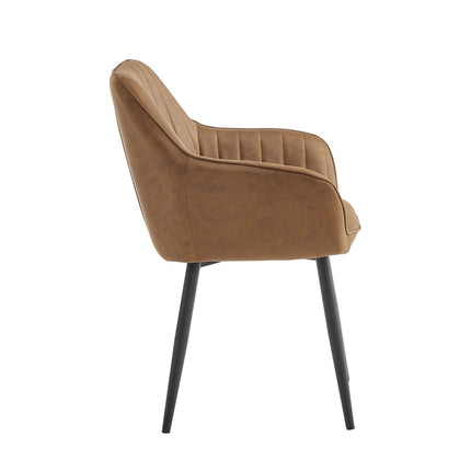 2 Stück Luna Esszimmerstuhl - Cognacfarbene Mikrofaser