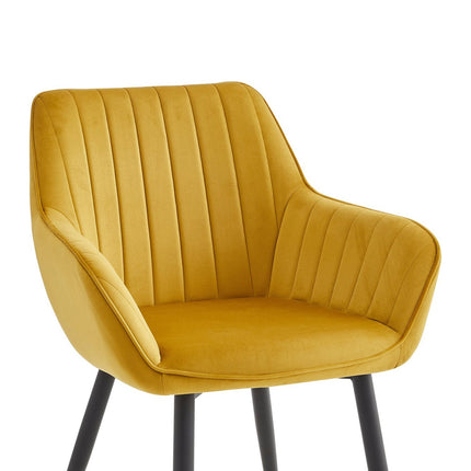 2 Stück Luna Esszimmerstuhl - Ockergelber Samt