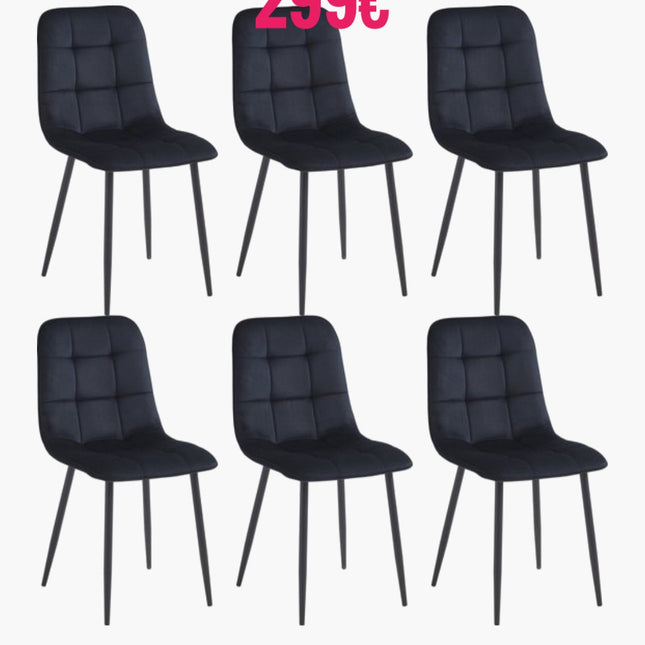 2 Esszimmerstuhl - Ela - Schwarz - Samt