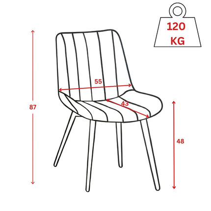 2 Stück Lesedi Esszimmerstuhl - Beige Adore Samt