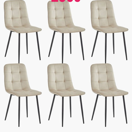 2 Stück-Esszimmerstuhl -Ela - Beige - Samt