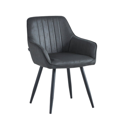 2 Stück Ozzy Esszimmerstuhl - Anthrazitfarbene Mikrofaser