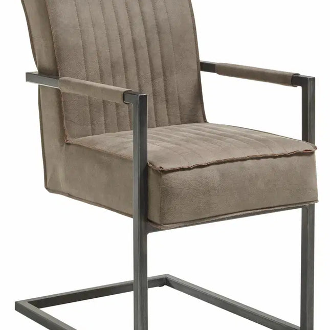 Armlehnstuhl -David – 2er-Set, Microfaser mit bequemer Federkernpolsterung-Grau