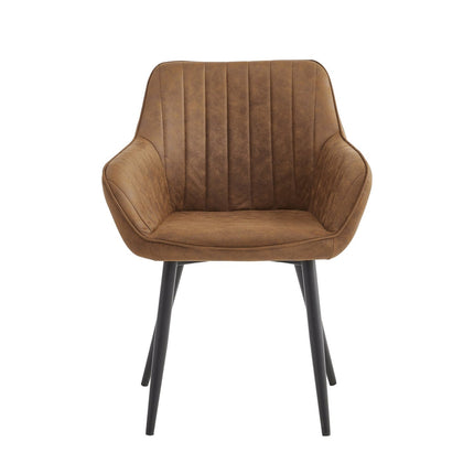 2 Stück Luna Esszimmerstuhl - Cognacfarbene Mikrofaser