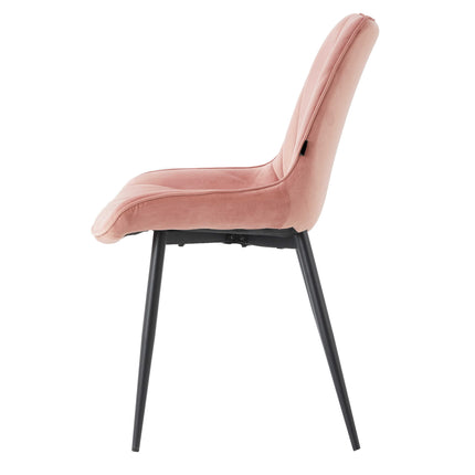 2 Stück Esszimmerstuhl - Lesedi - Rosa - Samt