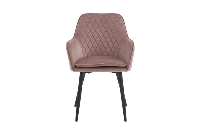 2 Stück Esszimmerstuhl - Laura - Rosa - Samt