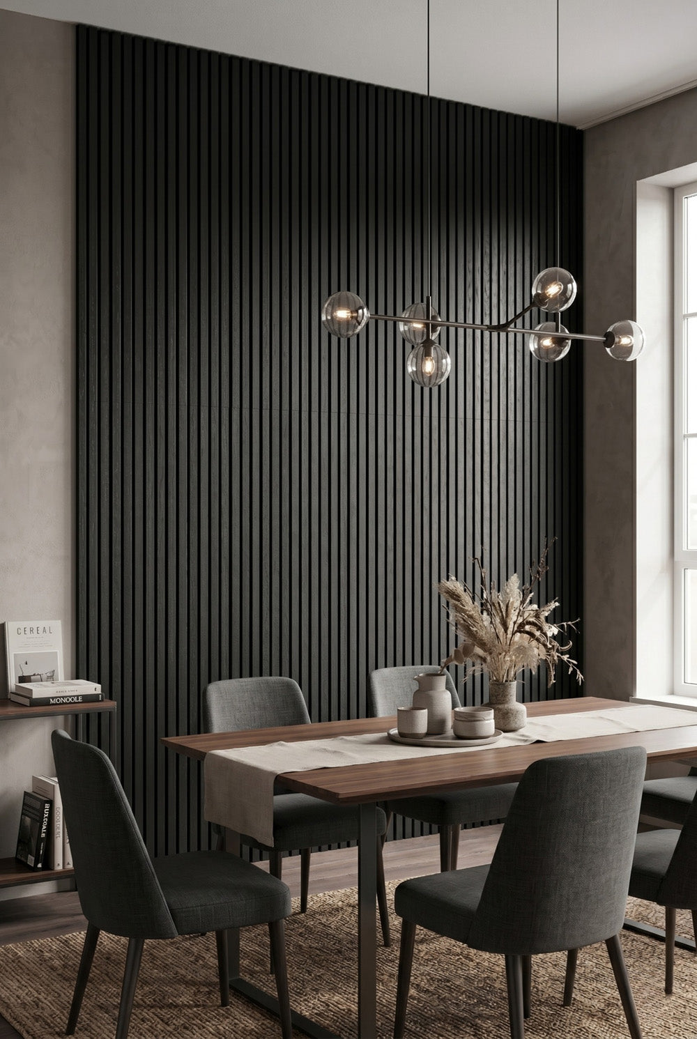 Zwart - MDF & vilt & 3-zijdig fineer - akoestische panelen - 60 x 270 x 2 cm
