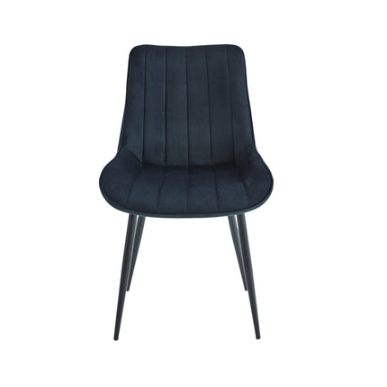 2 Stück Esszimmerstuhl - Verta - Schwarz - Samt