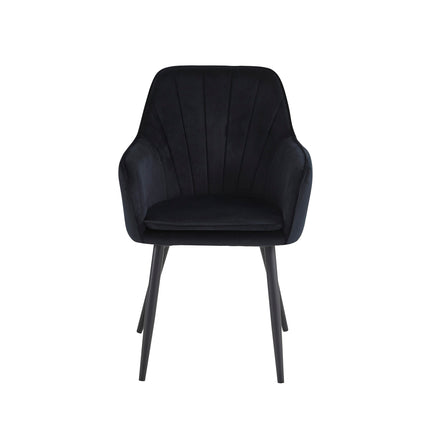 2 Stück Esszimmerstuhl - Melissa - Schwarz - Samt