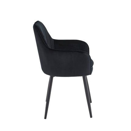 2 Stück Esszimmerstuhl - Melissa - Schwarz - Samt