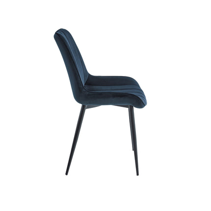 2 Stück Esszimmerstuhl - Verta - Schwarz - Samt