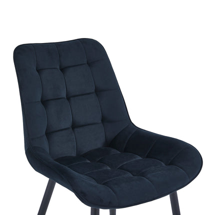 2 Stück Esszimmerstuhl - Quadro - Schwarz - Samt