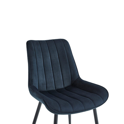 2 Stück Esszimmerstuhl - Verta - Schwarz - Samt