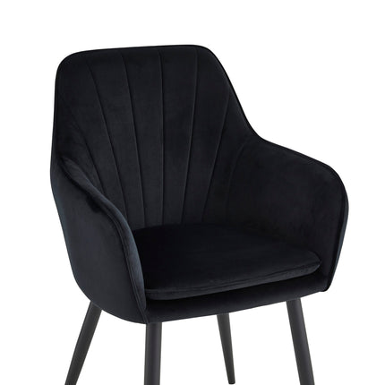 2 Stück Esszimmerstuhl - Melissa - Schwarz - Samt