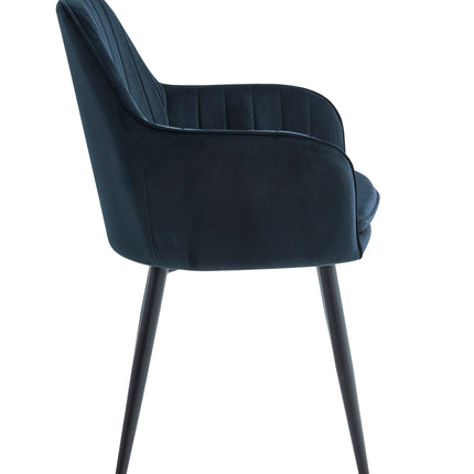 2 Stück Esszimmerstuhl - Lavinia - Schwarz - Samt