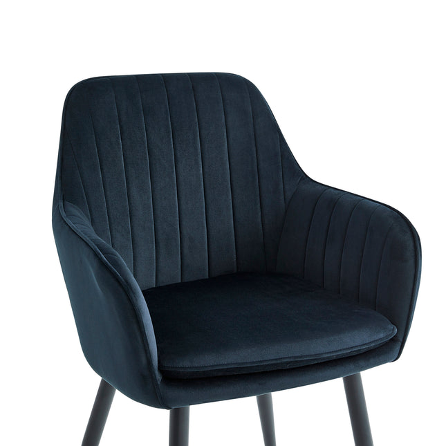 2 Stück Esszimmerstuhl - Lavinia - Schwarz - Samt