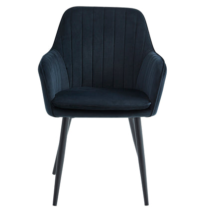 2 Stück Esszimmerstuhl - Lavinia - Schwarz - Samt