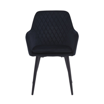 2 Stück Esszimmerstuhl - Laura - Schwarz - Samt